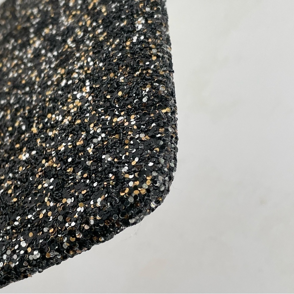 EXPRESS Y2K Gold Silver Black Glitter Sparkle Zip Wristlet Clutch - Picture 7 of 16